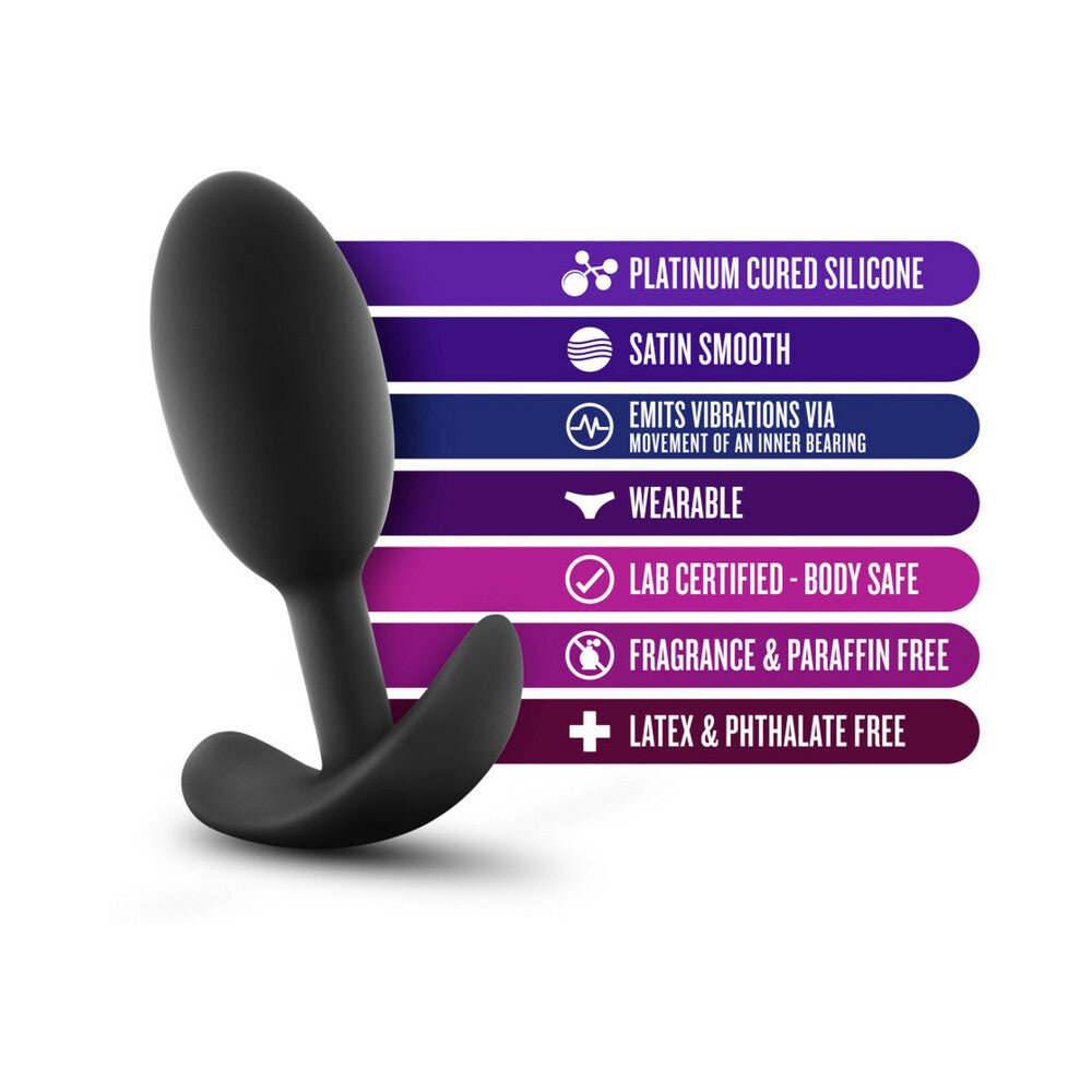 Anal Adventures Platinum Silicone Weighted Vibra Slim Plug Medium Black - Image 5