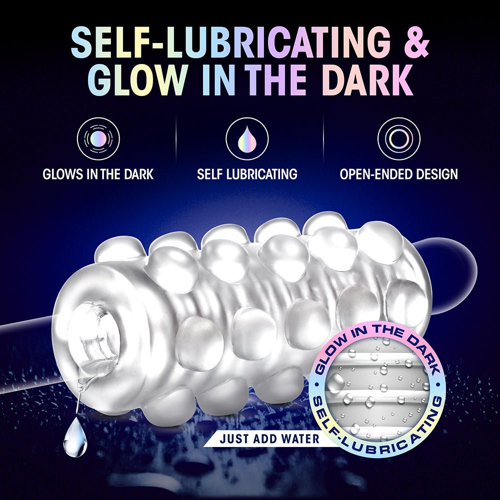 M for Men Soft + Wet Reversible Orb Glow in the Dark Self-Lubricating Stroker Frosted - Image 8