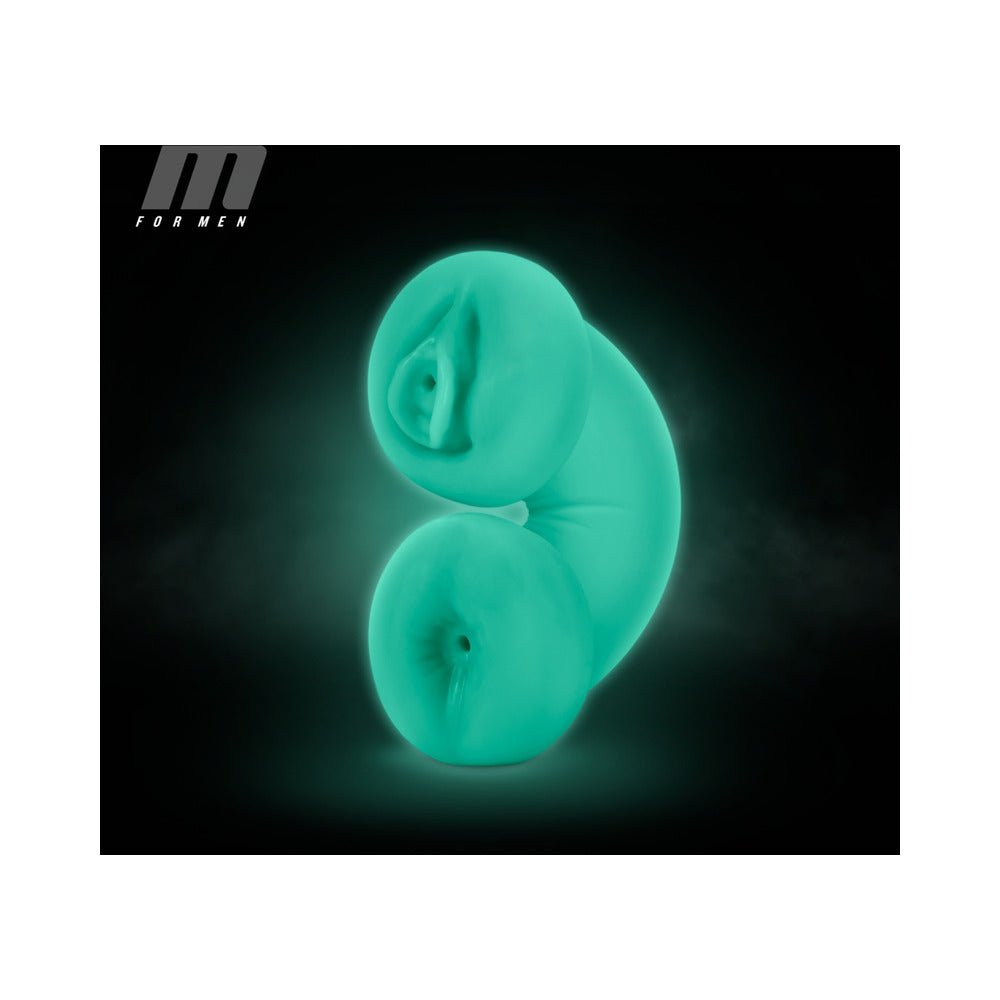 M for Men Soft + Wet Double Trouble Glow in the Dark Self-Lubricating Stroker Beige - Image 3