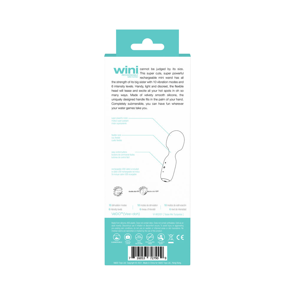 Vedo Wini Rechargeable Mini Wand Tease Me Turquoise - Image 9