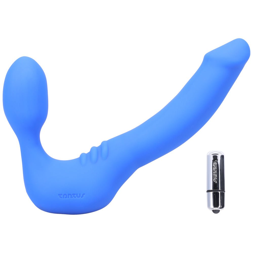 Tantus Strapless Slim Vibrating Strap-On Dildo Azure - Image 3
