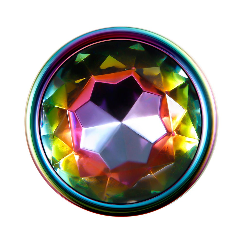 Evolved Rainbow Metal Anal Plug With Rainbow Gemstone Base Large - Image 4