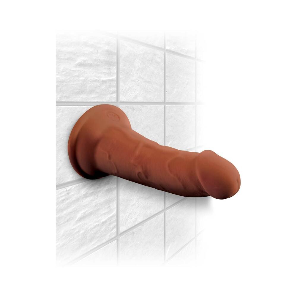King Cock Plus 6 in. Triple Density Cock Realistic Dildo With Suction Cup Brown - Image 6