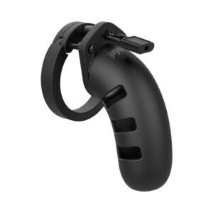 Alternative view of Shots ManCage Model 21 Adjustable 4.5 in. Silicone Chastity Cock Cage Black
