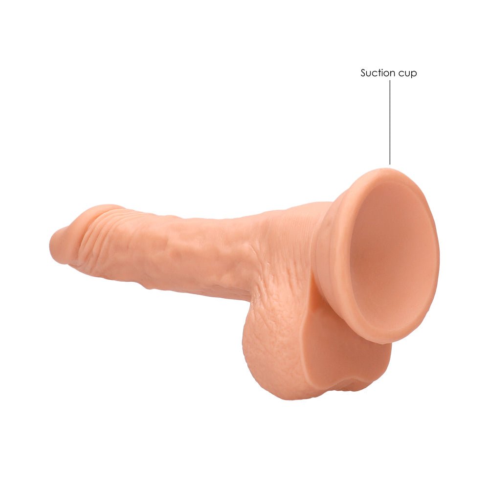 RealRock Realistic 7 in. Dildo With Balls and Suction Cup Beige - Image 5