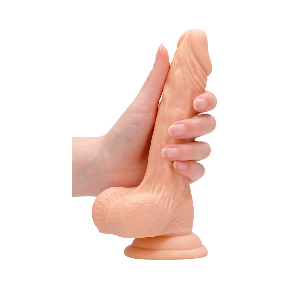RealRock Realistic 7 in. Dildo With Balls and Suction Cup Beige - Image 8