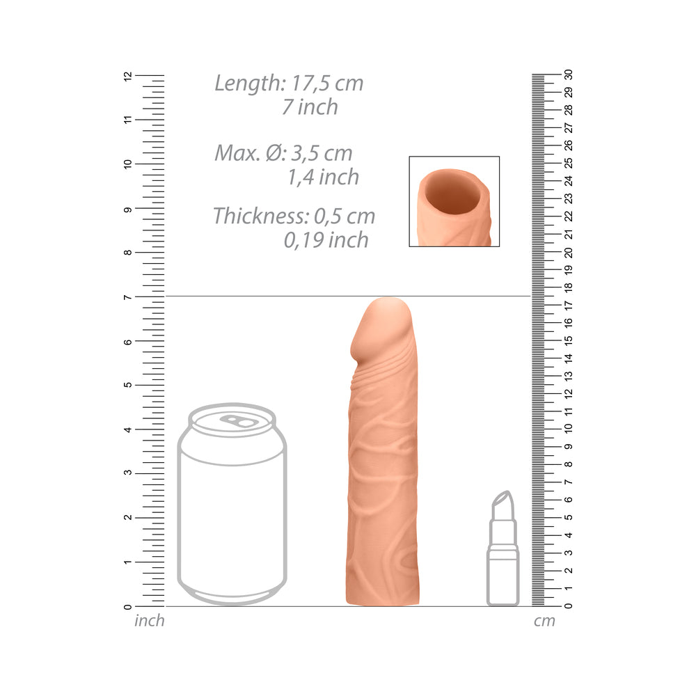 RealRock Realistic Veiny 7 in. Penis Sleeve Extender Beige - Image 10