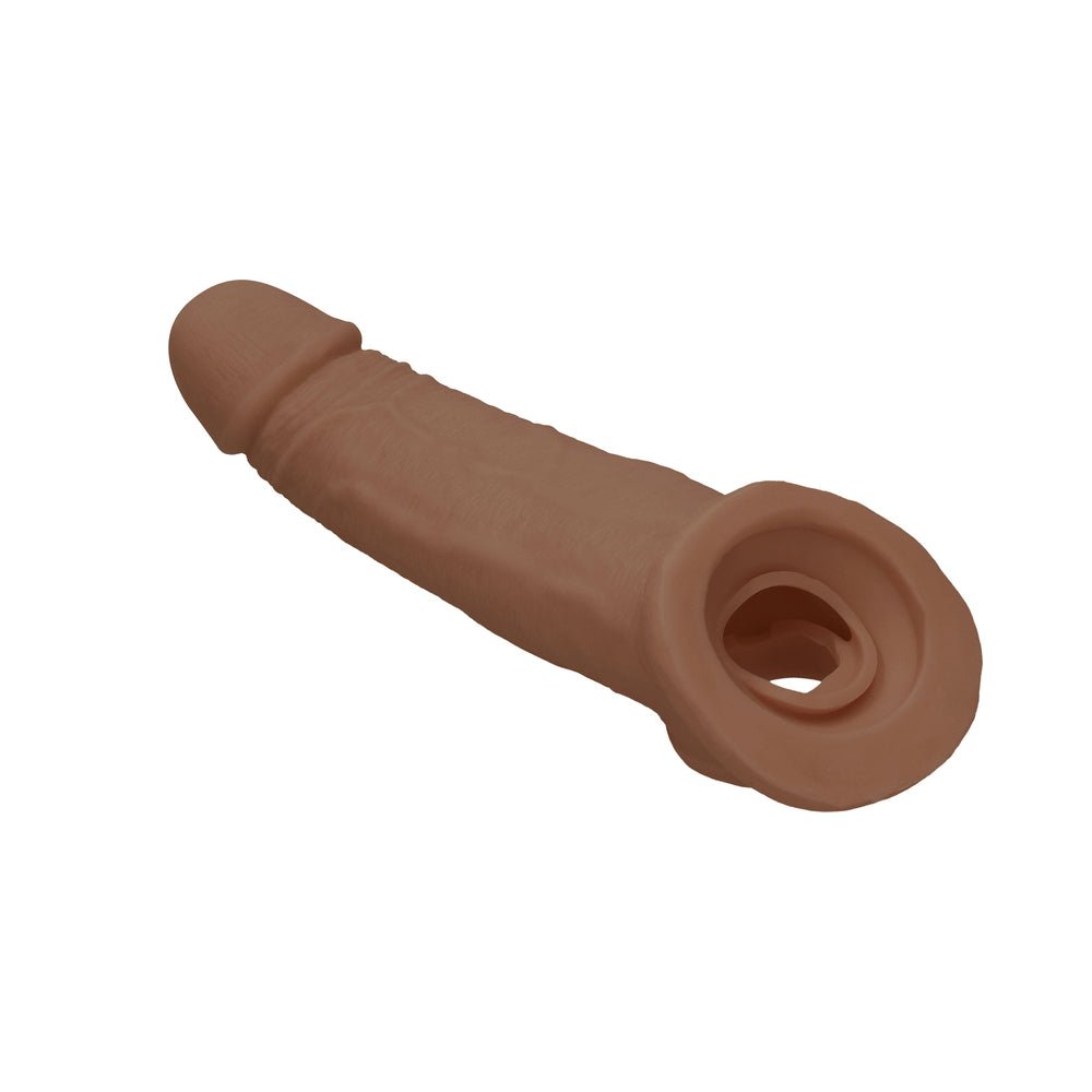RealRock Realistic 9 in. Penis Sleeve Extender Sling Tan - Image 5