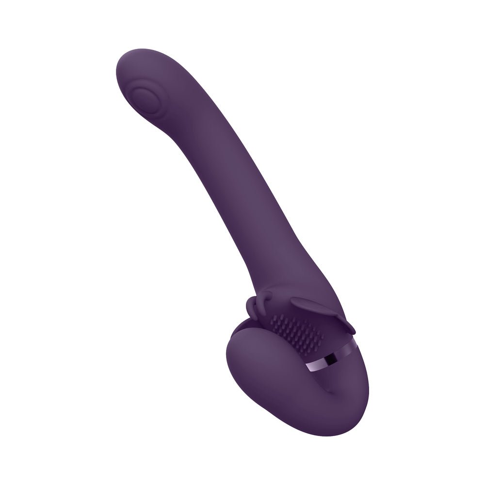 VIVE SATU Rechargeable Triple Motor Pulse-Wave Vibrating Silicone Strapless Strap-On Purple - Image 5