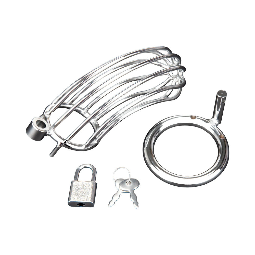 Blue Line Prisoner Cock Cage Silver - Image 2