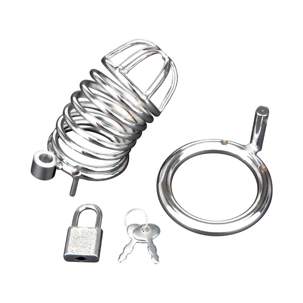 Blue Line Deluxe Chastity Cage Silver - Image 2