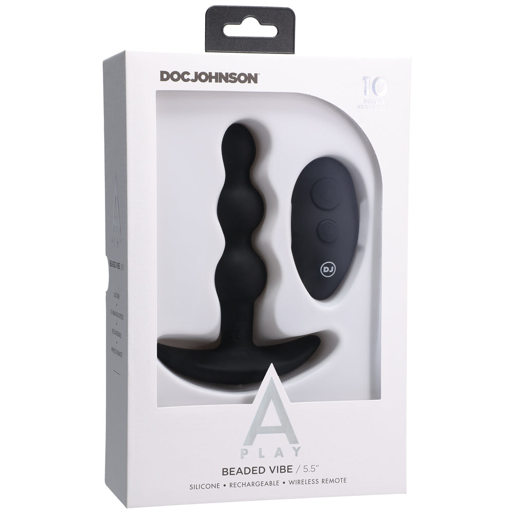 A-Play BEADED VIBE Rechargeable Silicone Anal Plug with Remote Black - Image 5