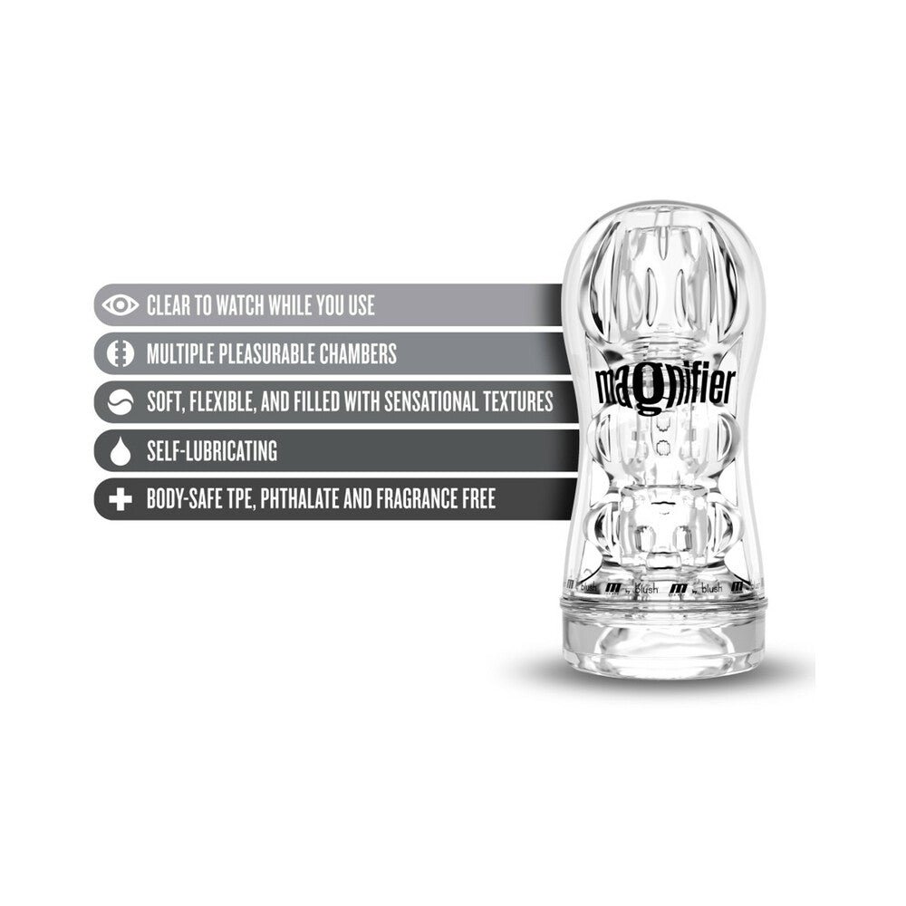 M for Men Soft + Wet Magnifier Self-Lubricating See-Through Stroker Clear - Image 5
