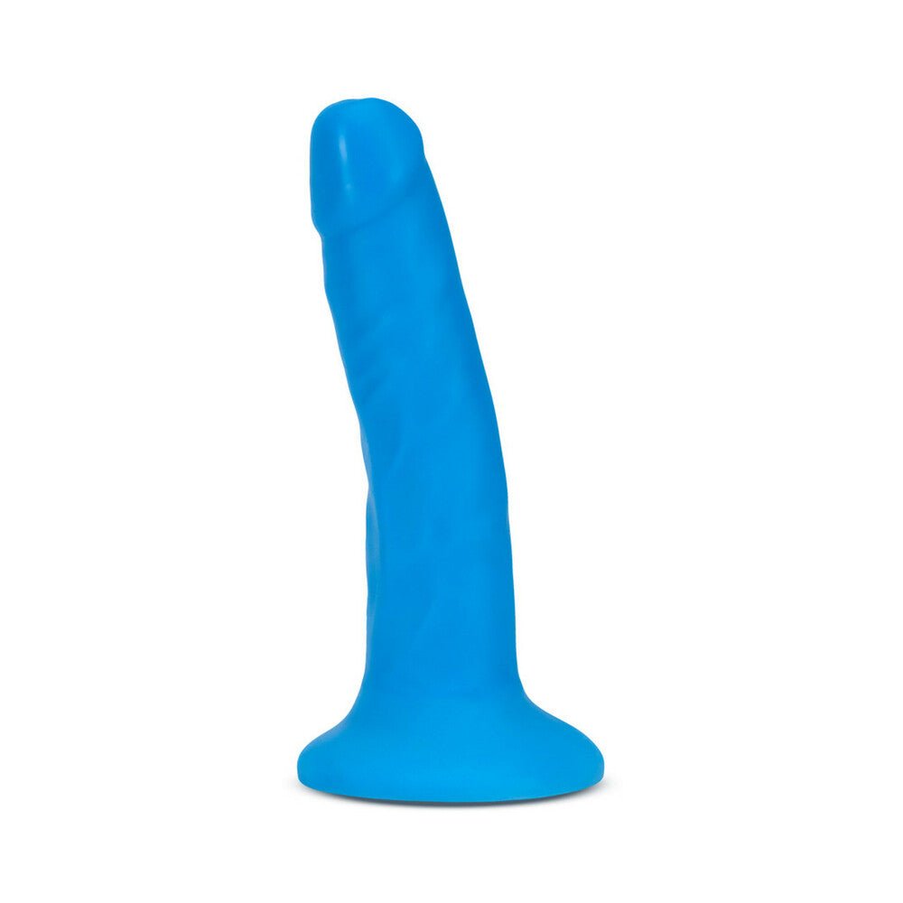 Neo Elite 6 in. Silicone Dual Density Dildo Neon Blue - Image 3