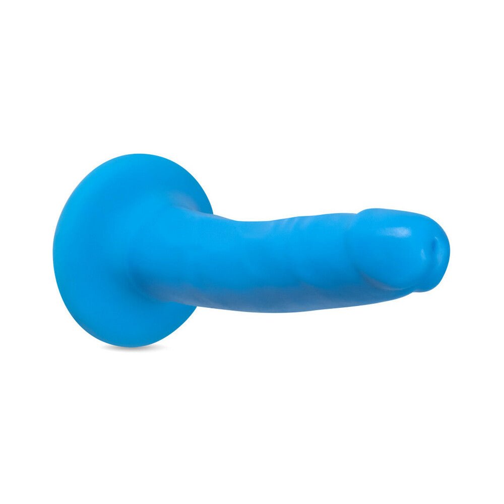 Neo Elite 6 in. Silicone Dual Density Dildo Neon Blue - Image 4