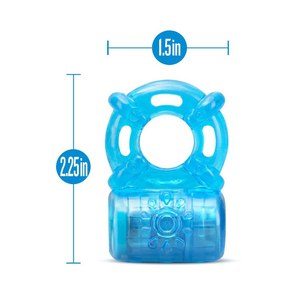 Stay Hard Rechargeable 5 Function Vibrating Cockring Blue - Image 4