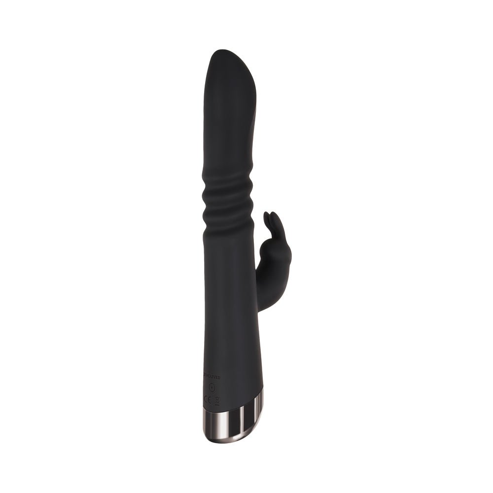 Evolved Rapid Rabbit Rechargeable Thrusting Silicone Vibrator Black - Image 4