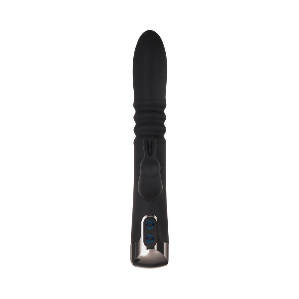Evolved Rapid Rabbit Rechargeable Thrusting Silicone Vibrator Black - Image 6