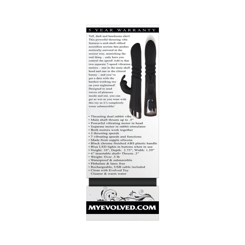 Evolved Rapid Rabbit Rechargeable Thrusting Silicone Vibrator Black - Image 9
