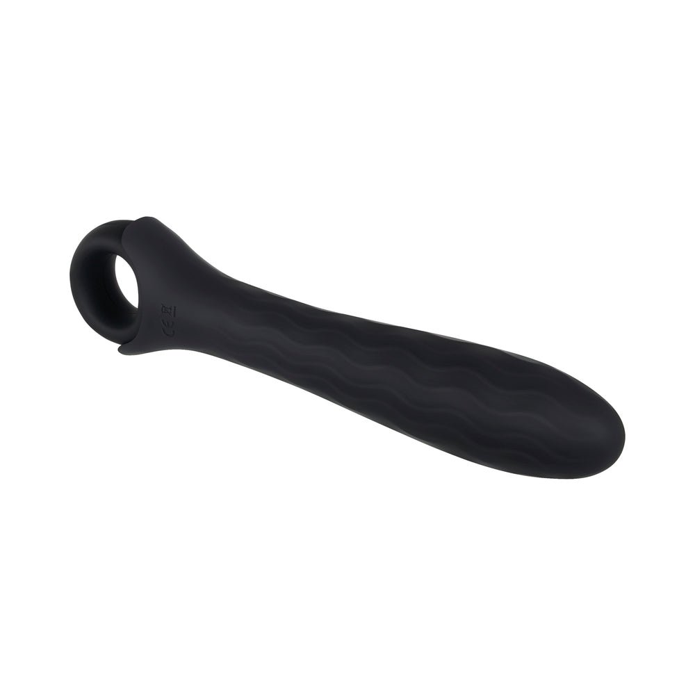 Gender X Powerhouse Rechargeable Textured Silicone Vibrator With Ring Handle Black - Image 3