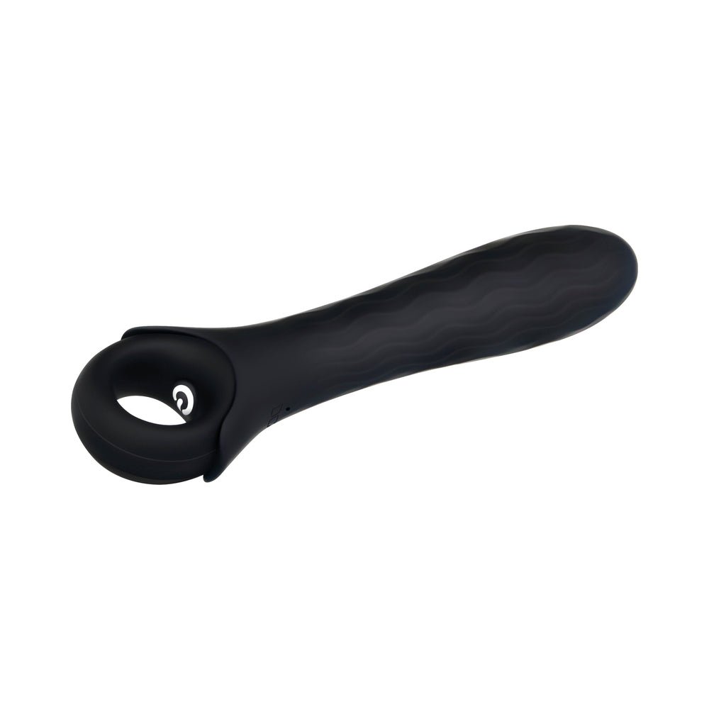 Gender X Powerhouse Rechargeable Textured Silicone Vibrator With Ring Handle Black - Image 5
