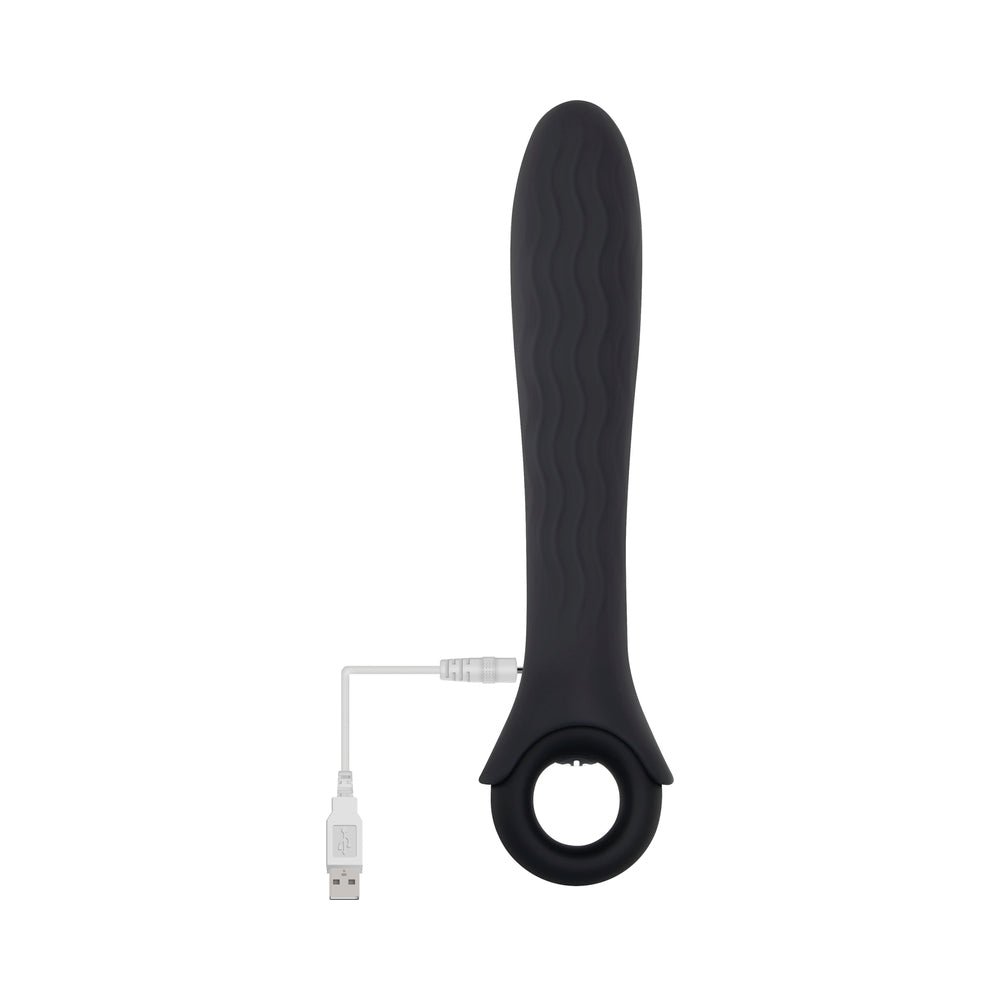 Gender X Powerhouse Rechargeable Textured Silicone Vibrator With Ring Handle Black - Image 7