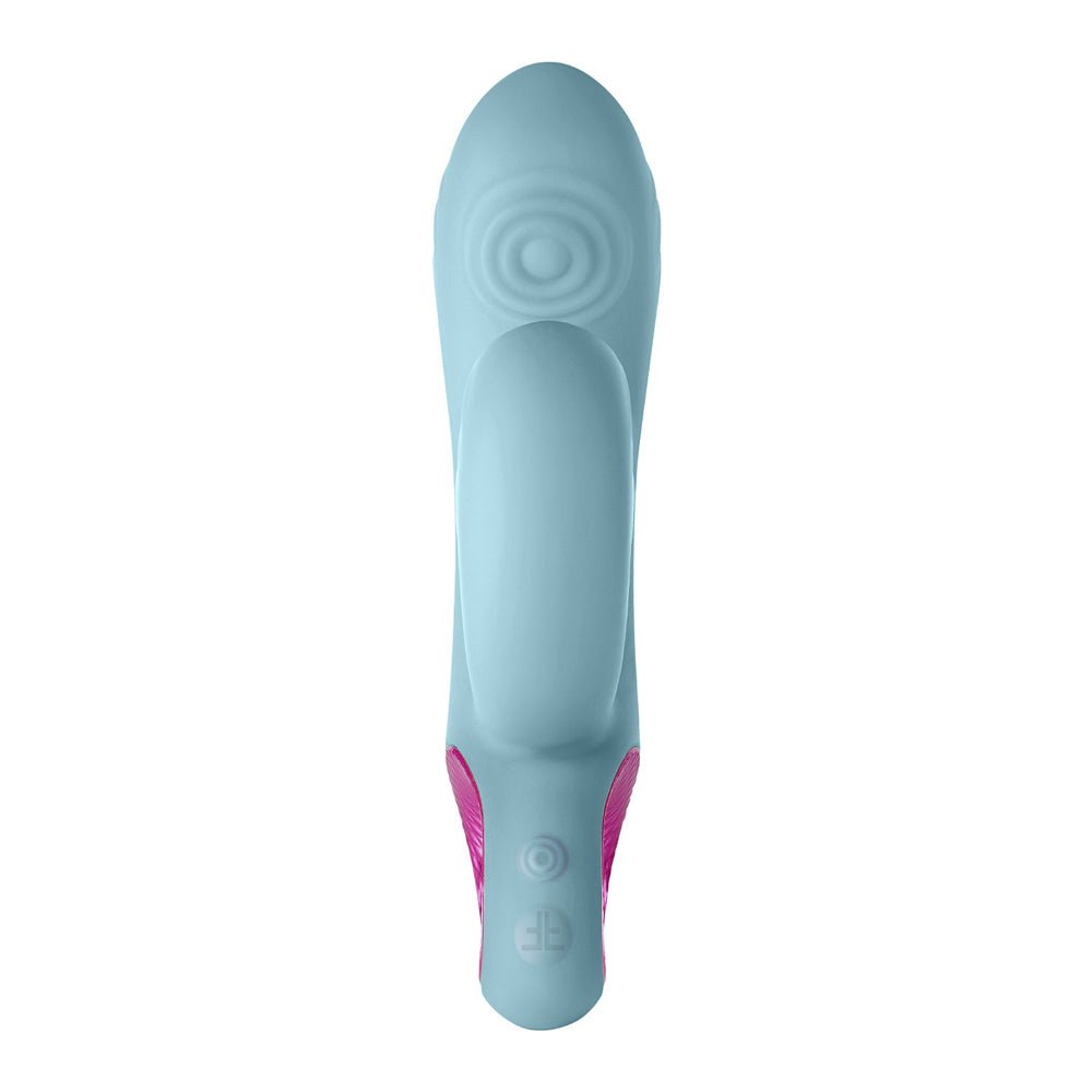 FemmeFunn Cora Rechargeable Silicone Thumping Dual Stimulation Vibrator Light Blue - Image 3