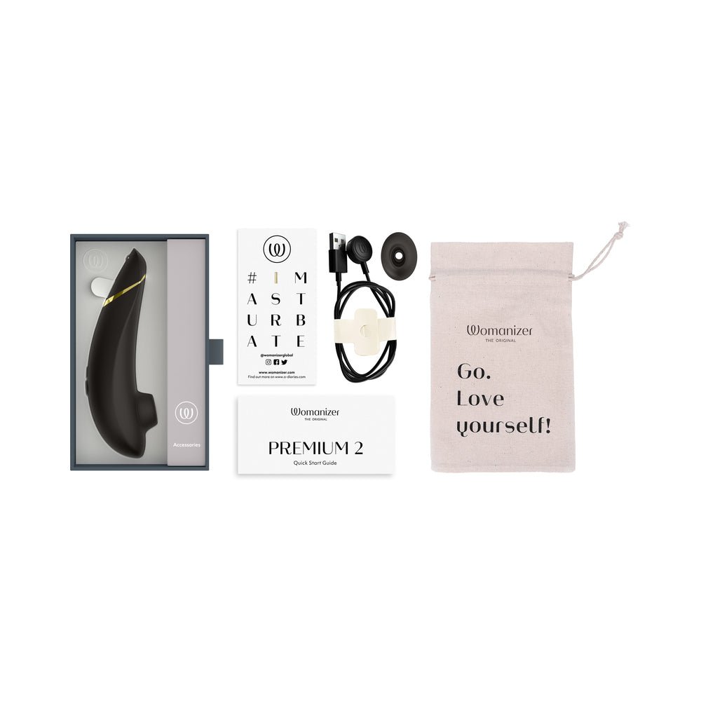 Womanizer Premium 2 Rechargeable Silicone Luxurious Pleasure Air Clitoral Stimulator Black - Image 10