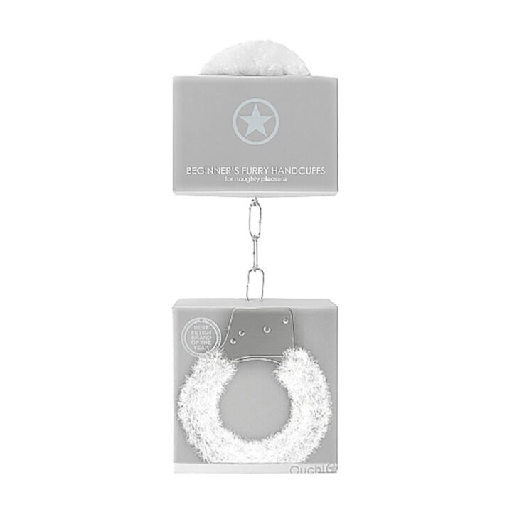 Ouch! Beginner''s Furry Handcuffs With Quick-Release White