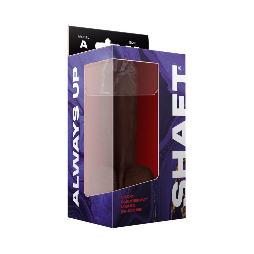 Shaft Model A: 7.5 in. Dual Density Silicone Dildo with Balls Mahogany - Image 4