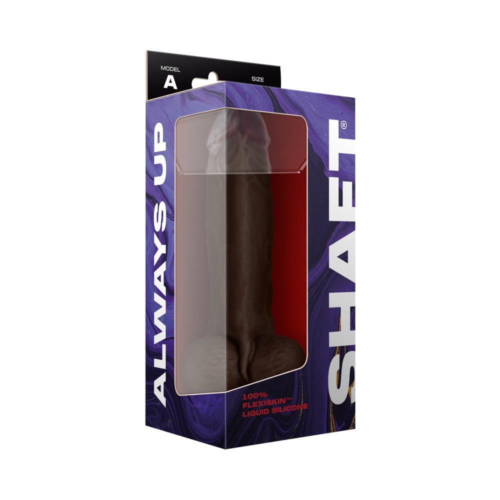 Shaft Model A: 9.5 in. Dual Density Silicone Dildo with Balls Mahogany - Image 4