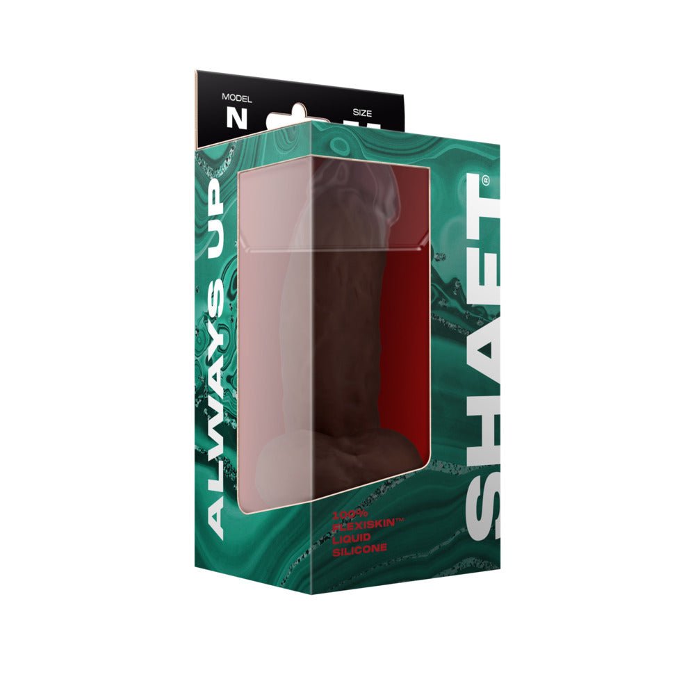 Shaft Model N: 7.5 in. Dual Density Silicone Dildo with Balls Mahogany - Image 4