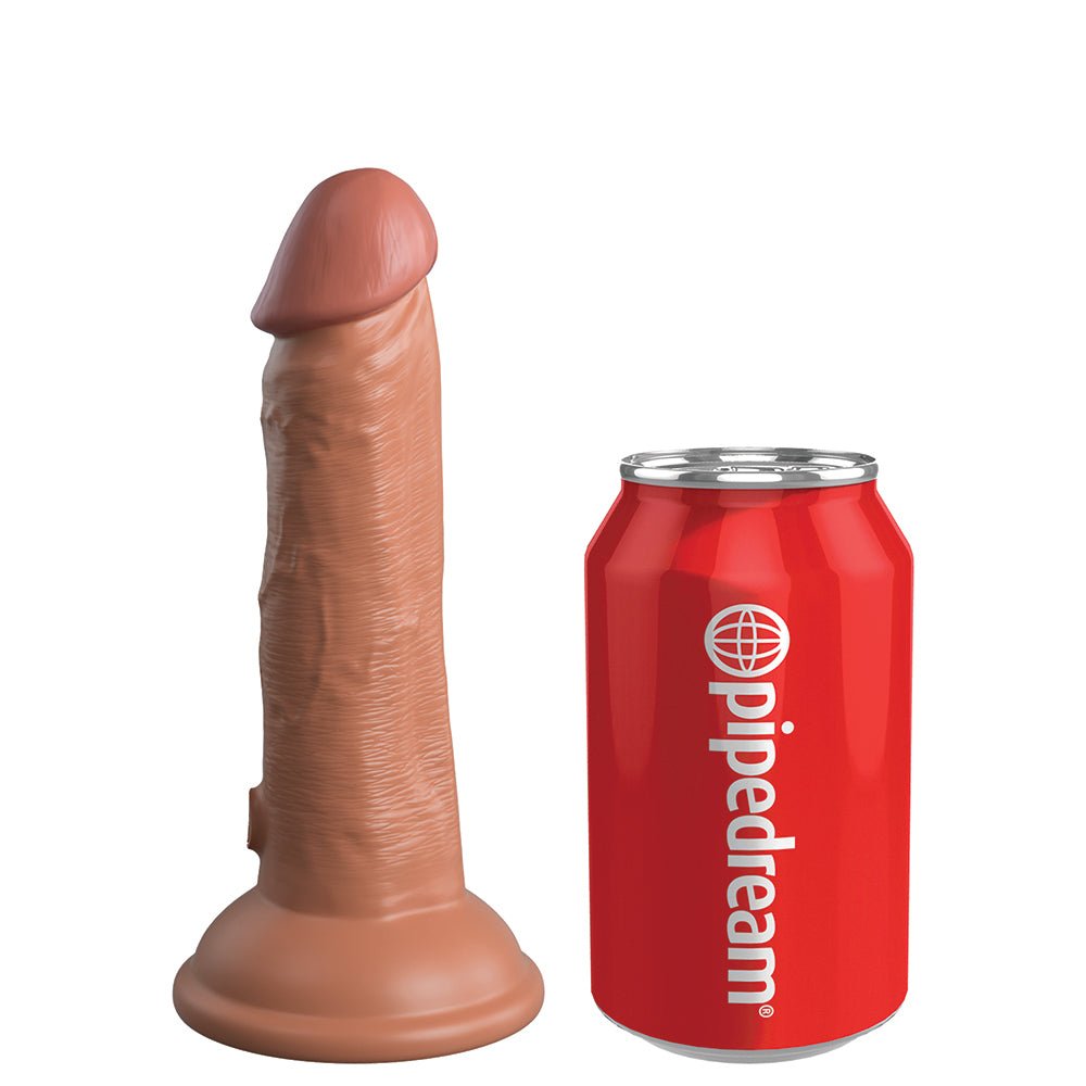 King Cock Elite 6 in. Vibrating Realistic Dildo With Suction Cup Tan - Image 6