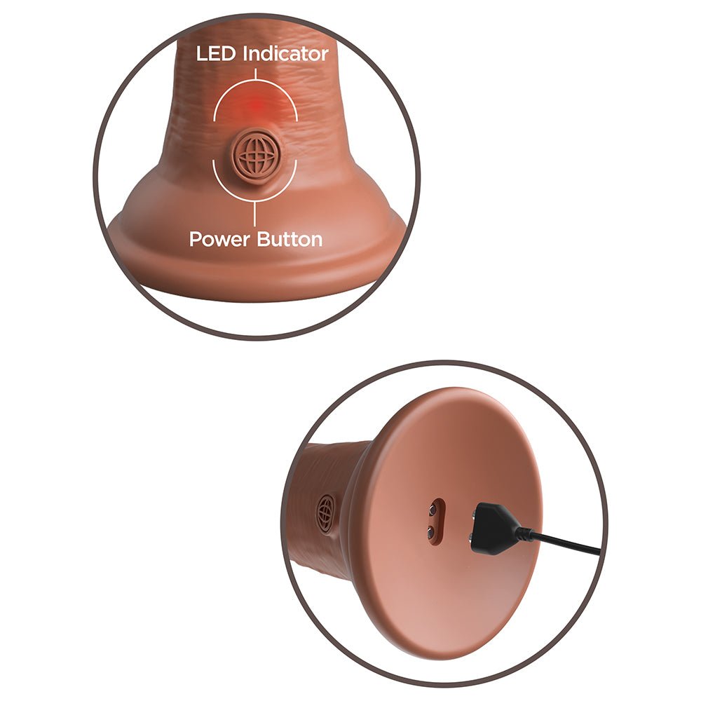 King Cock Elite 6 in. Vibrating Realistic Dildo With Suction Cup Tan - Image 8