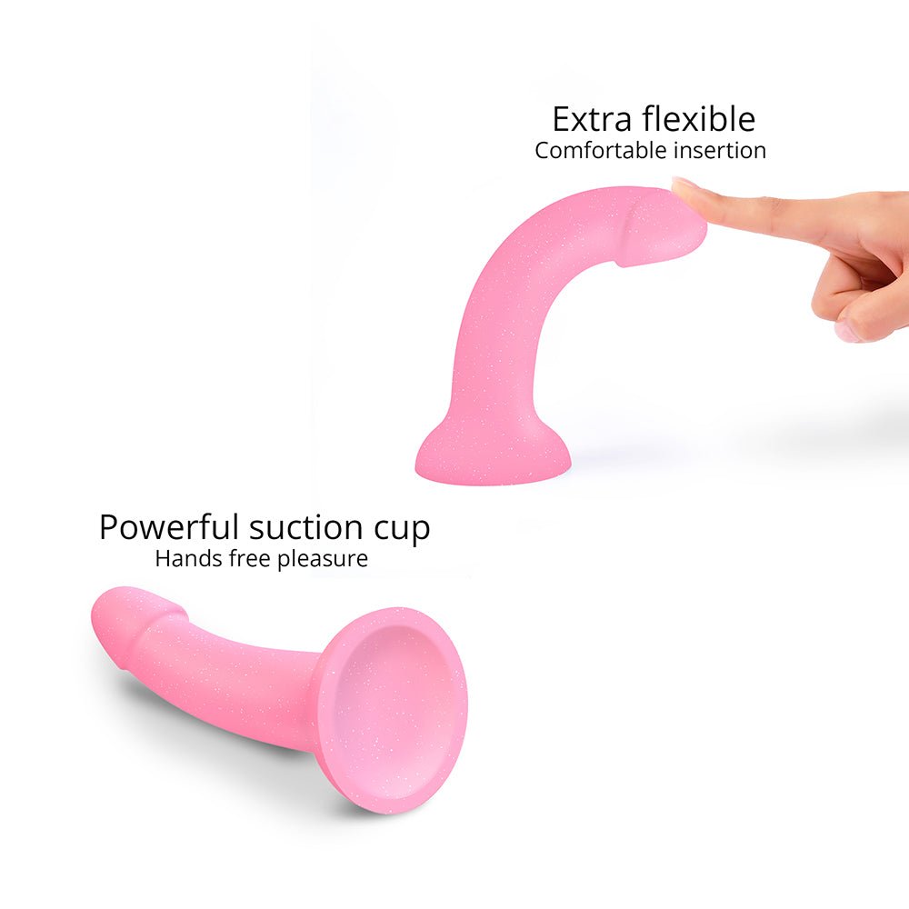 Love to Love Dildolls Glitzy 7 in. Silicone Dildo Pink Glitter - Image 4