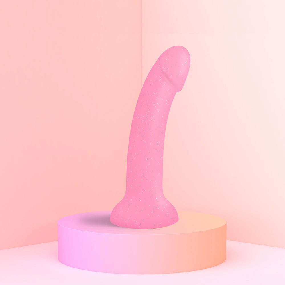 Love to Love Dildolls Glitzy 7 in. Silicone Dildo Pink Glitter - Image 5