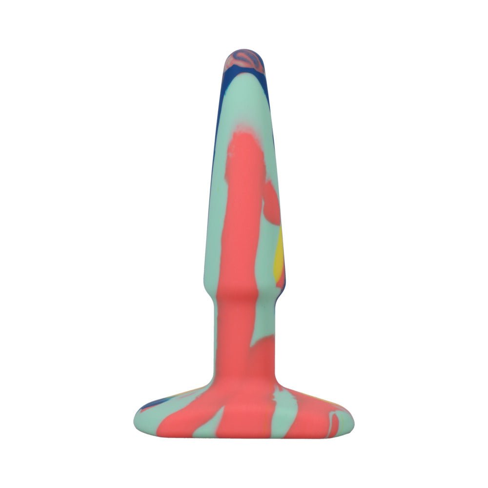 A-Play Groovy Silicone Anal Plug 4 in. Multi-Colored, Yellow - Image 2