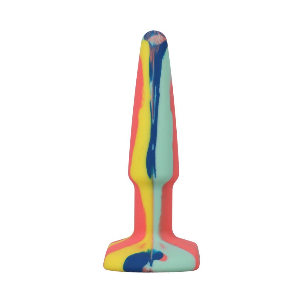 A-Play Groovy Silicone Anal Plug 4 in. Multi-Colored, Yellow - Image 3