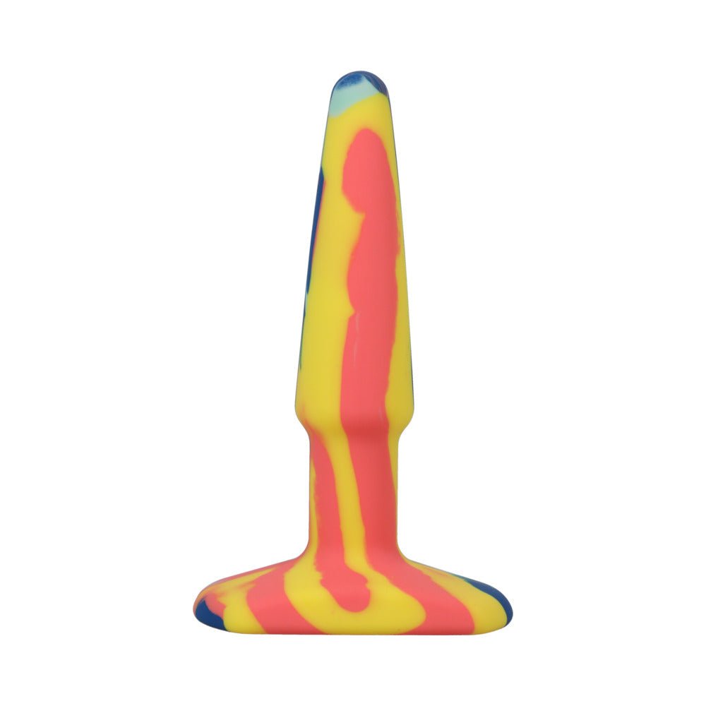 A-Play Groovy Silicone Anal Plug 4 in. Multi-Colored, Yellow - Image 4