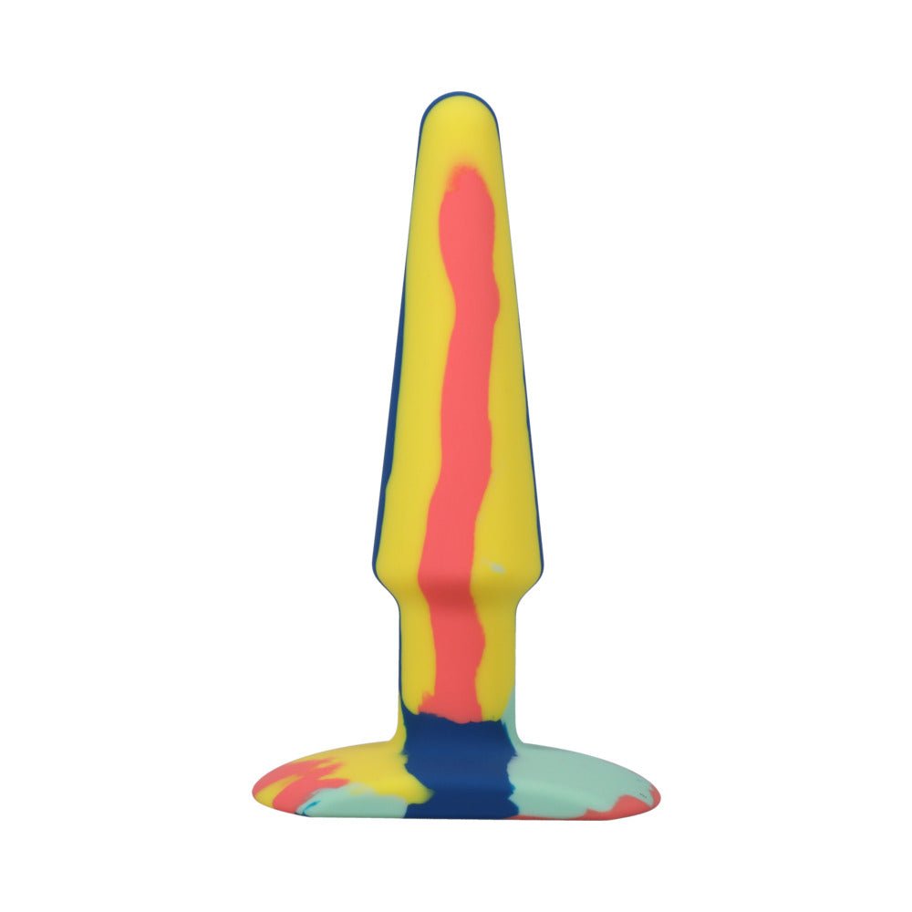 A-Play Groovy Silicone Anal Plug 5 in. Multi-Colored, Yellow - Image 2