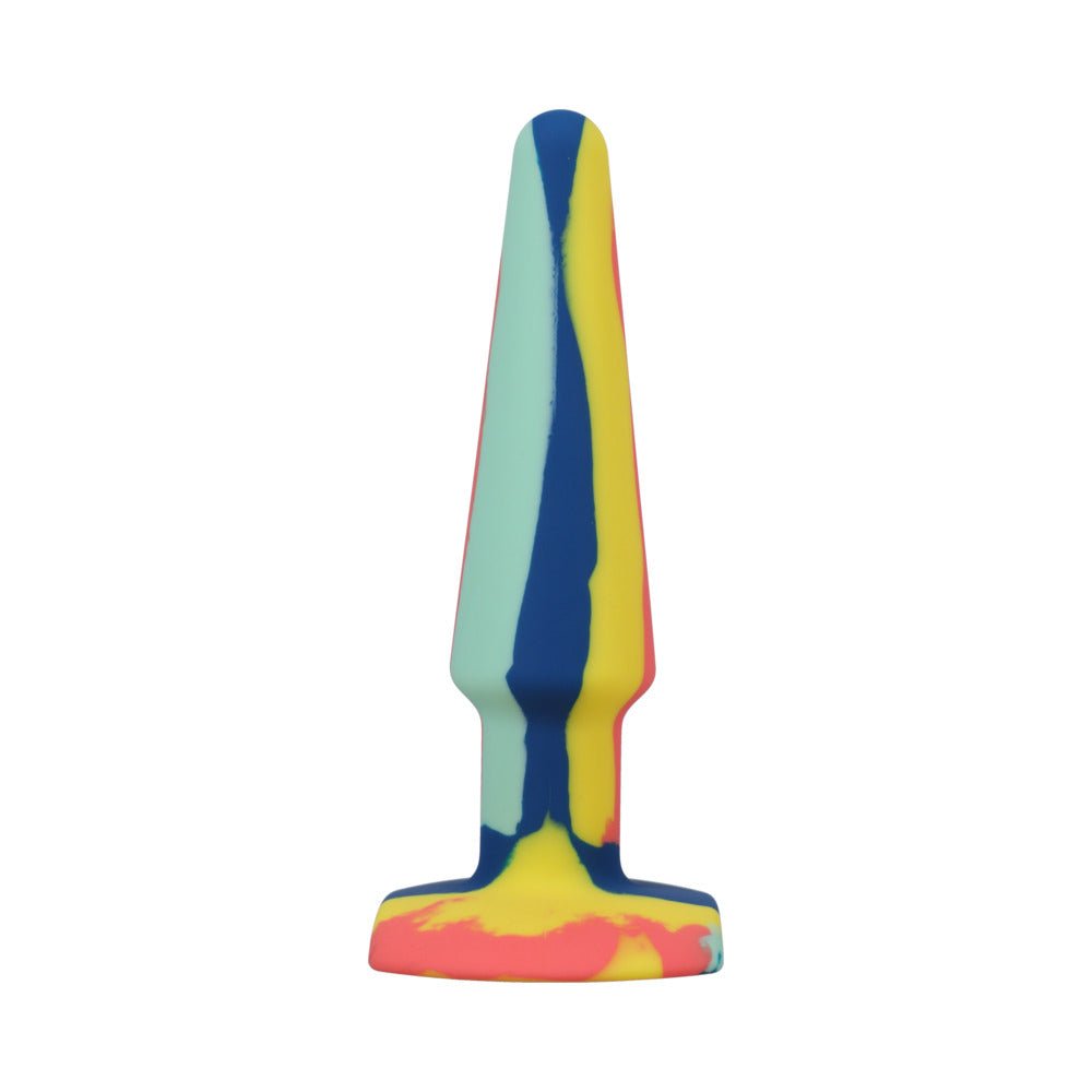 A-Play Groovy Silicone Anal Plug 5 in. Multi-Colored, Yellow - Image 3