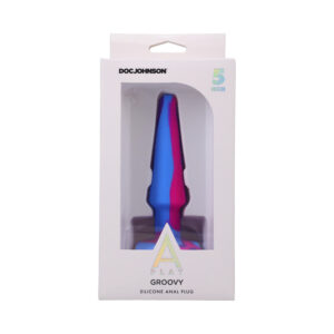 A-Play Groovy Silicone Anal Plug 5 in. Multi-Colored, Pink - Image 5