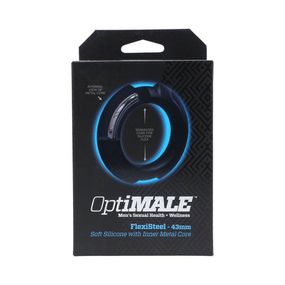 OptiMALE FlexiSteel Silicone, Metal Core Cock Ring 43 mm Black - Image 7