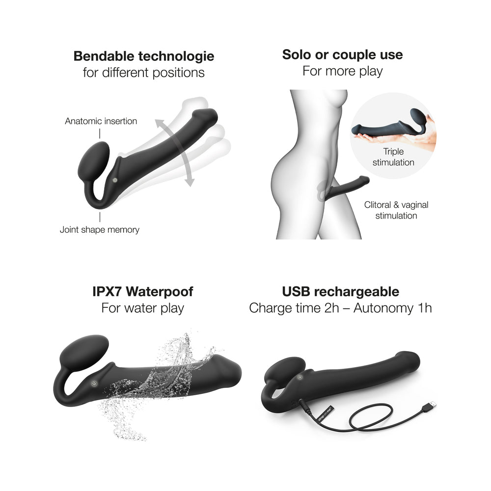 Strap-On-Me Vibrating Bendable Strapless Strap-On Black XLarge - Image 4