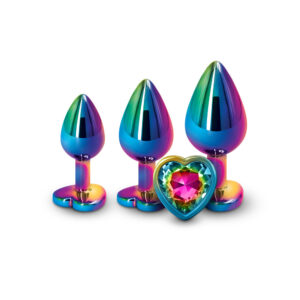 Alternative view of Rear Assets 3-Piece Metal Plug Kit Multicolor/Rainbow Heart