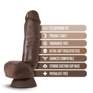 Dr. Skin Plus Thick 8 in. Triple Density Posable Dildo with Balls Brown - Image 7
