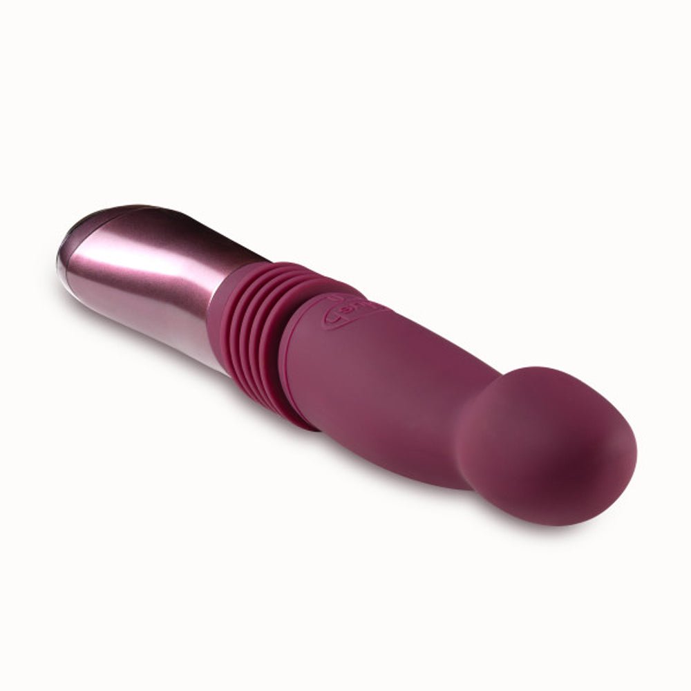 Temptasia Trixie Rechargeable 10 in. Silicone Thrusting Dildo Wine - Image 2