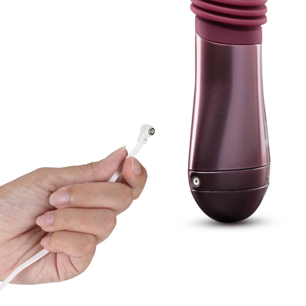 Temptasia Trixie Rechargeable 10 in. Silicone Thrusting Dildo Wine - Image 5