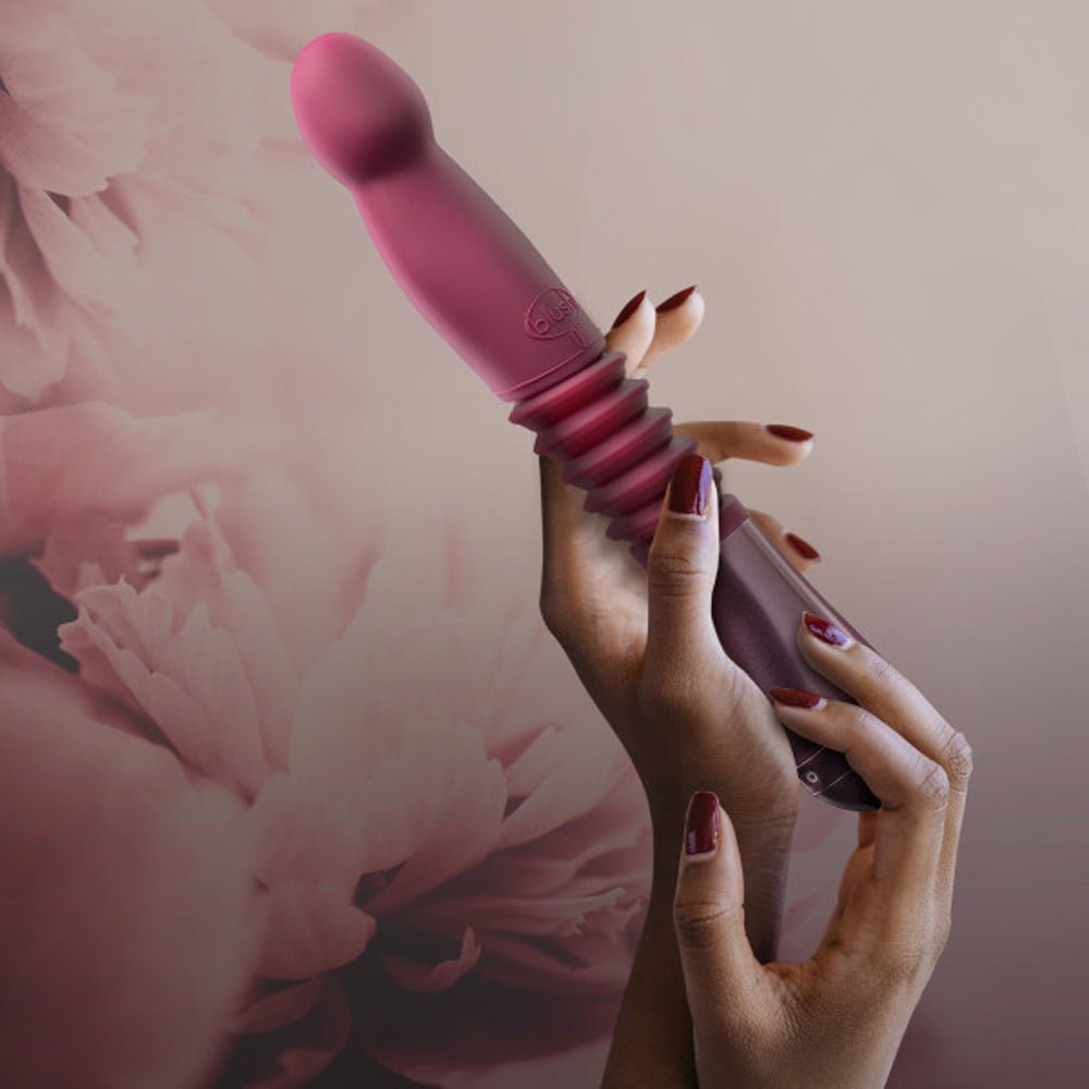 Temptasia Trixie Rechargeable 10 in. Silicone Thrusting Dildo Wine - Image 6