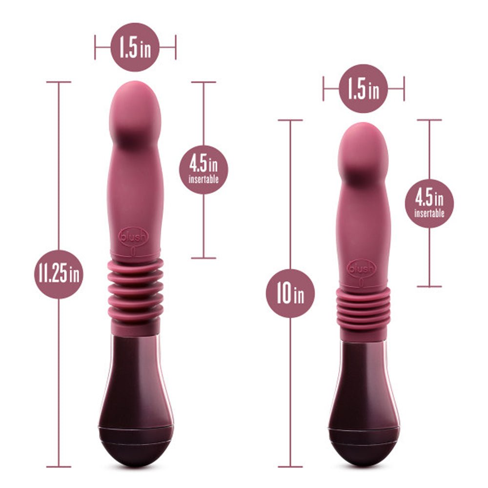 Temptasia Trixie Rechargeable 10 in. Silicone Thrusting Dildo Wine - Image 7